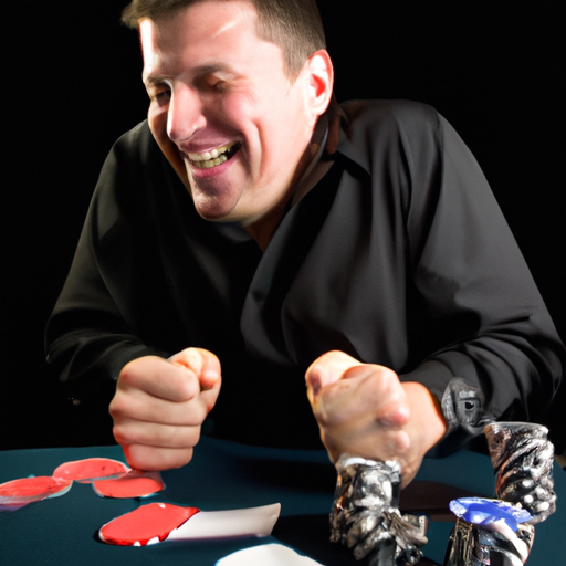 תמונה המציגה את ההתרגשות של שחקן פוקר שמנצח בסיבוב.