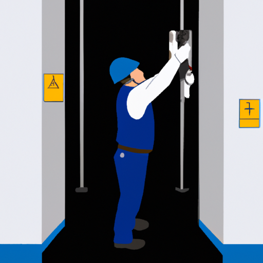 איור של טכנאי מטפל במעלית, המייצג את הפן המניעתי של תחזוקת מעליות שוטפת.